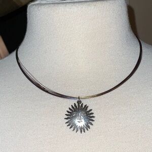 Michael Storck Georgetown Sterling Sun Vintage Pendant on New Titanium Necklace